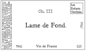 Étiquette de la bouteille lame de fond